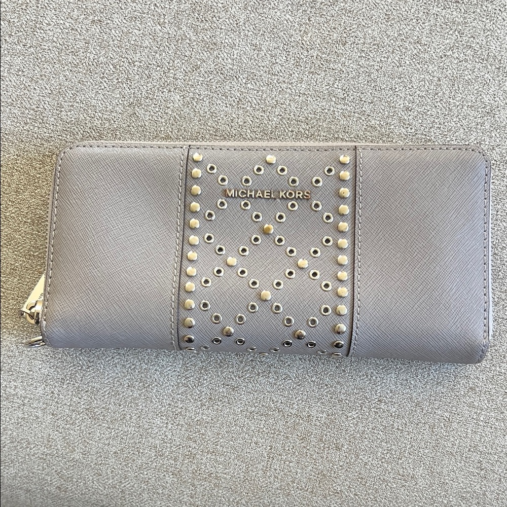 Michael Kors Gray Silver Studded Wallet